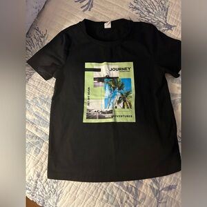 Shein Black Travel Graphic Print Short Sleeve Shirt Boys Size 6Y